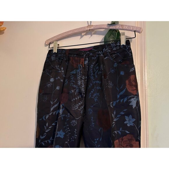 Talbot Runhof Bergdorf Goodman Jacquard Floral Pants High Waist Slim Fit Dressy - Picture 10 of 13